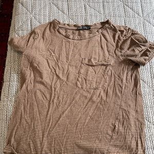 Zara Brown with black stripes t shirt